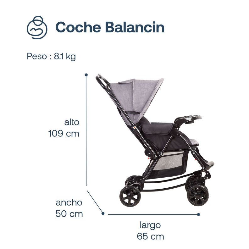 Coche Cuna Balancin SX Gris Melange Bebesit-6