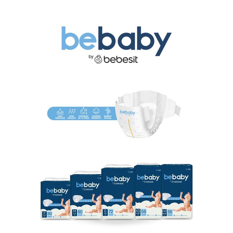 Pañales BeBaby Premium By Bebesit XG 56u Hipoalergénico-1