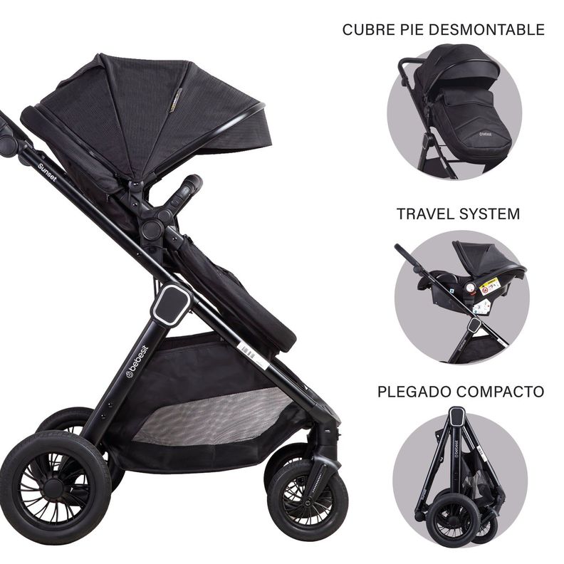 Coche Cuna Travel System Isofix Sunset Premium Negro Bebesit-7