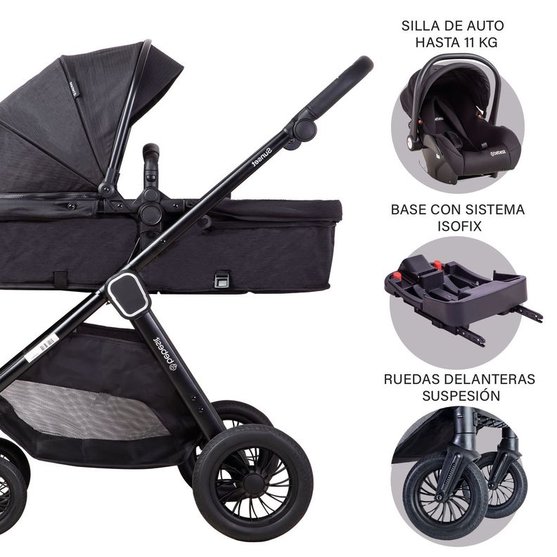 Coche Cuna Travel System Isofix Sunset Premium Negro Bebesit-8