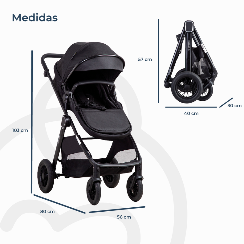Coche Cuna Travel System Isofix Sunset Premium Negro Bebesit-9