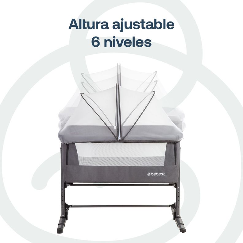 Cuna Colecho con Mosquitero MySide LX Gris Bebesit-5
