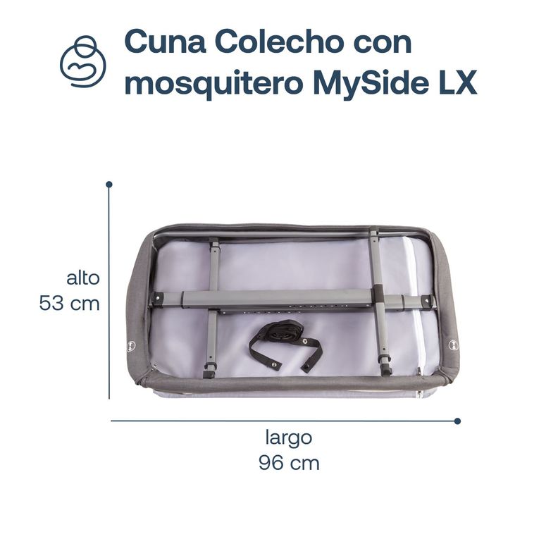 Cuna Colecho con Mosquitero MySide LX Gris Bebesit-7