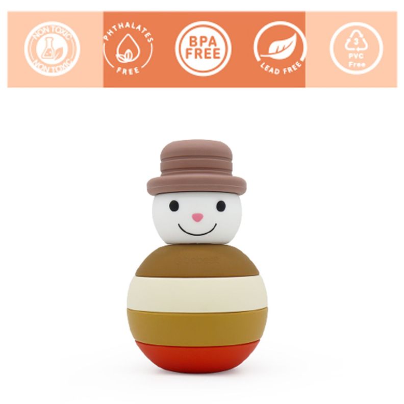 Juguete Muñeco Nieve Montessori Silicona Café-3