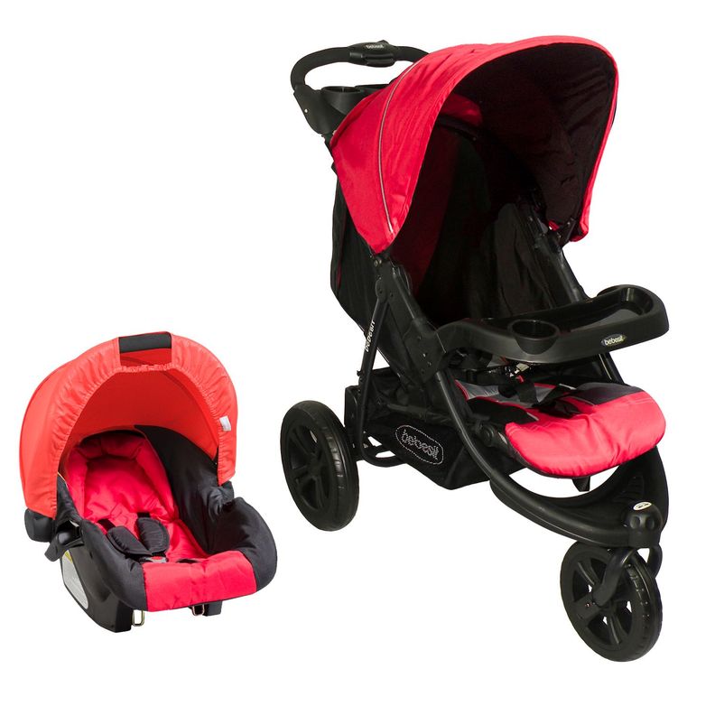 Coche Travel System Fox Negro con Rojo Bebesit-0