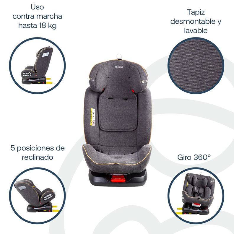 Silla de Auto Convertible Supra 360° Gris-3