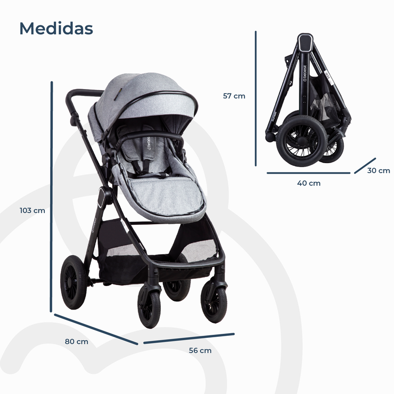 Coche Cuna Travel System Isofix Sunset Premium Gris Bebesit-9