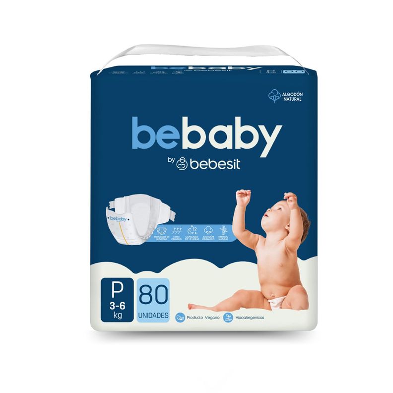 Pañales BeBaby Premium By Bebesit P 80u Hipoalergénico-0