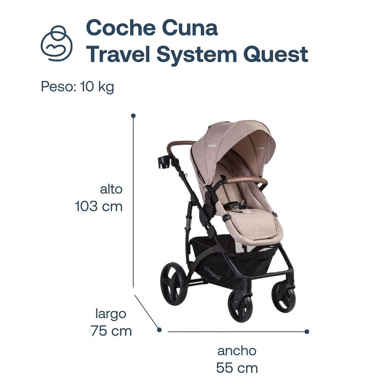 Coche Cuna Travel System Quest LX Beige Bebesit-7
