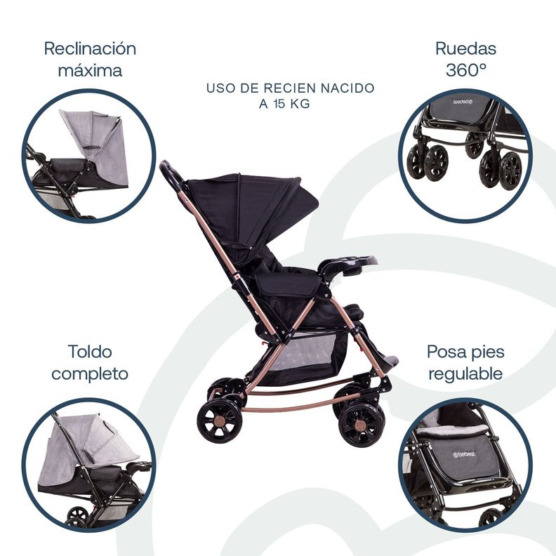 Coche Cuna Balancin SX Negro Dorado Bebesit-7