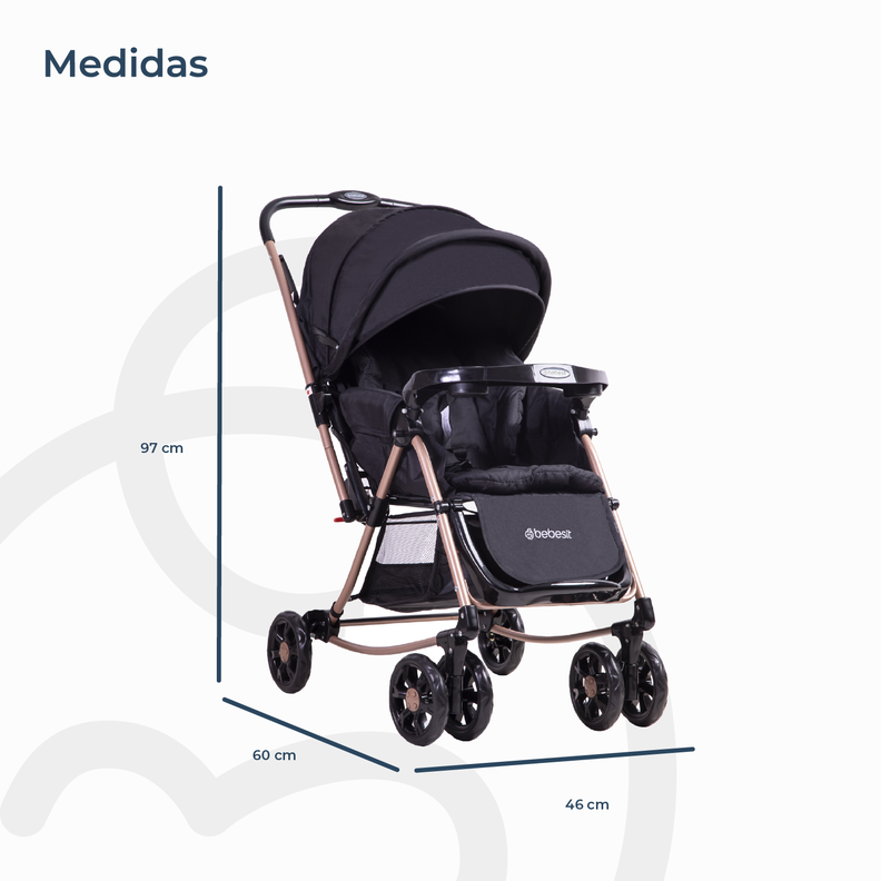 Coche Cuna Balancin SX Negro Dorado Bebesit-8