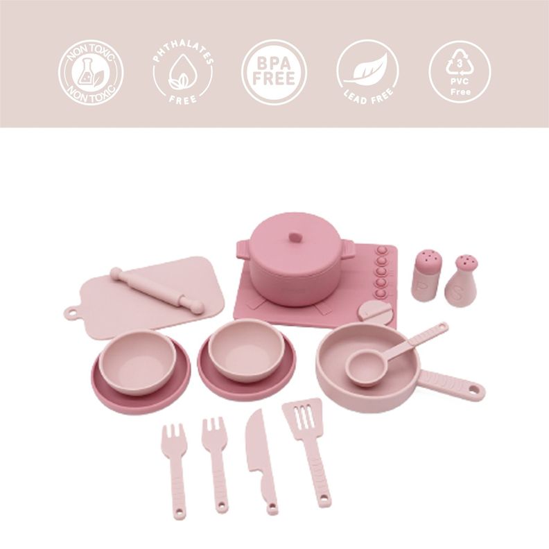 Cocina de Juguete Montessori Silicona Rosada-3