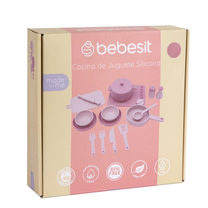 Cocina de Juguete Montessori Silicona Rosada-4