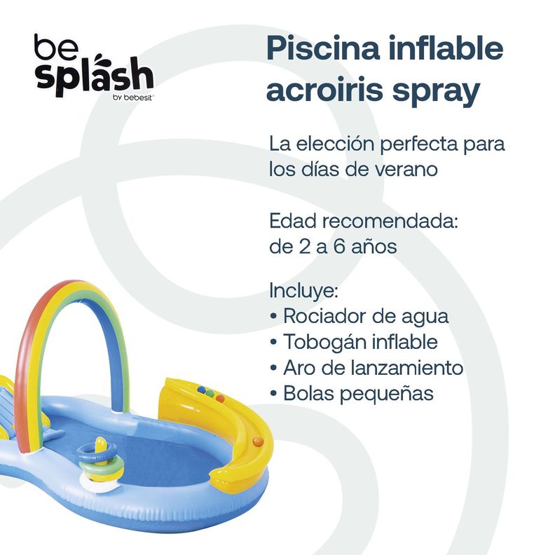 Piscina Centro de Juegos Arcoiris tobogan Aspersor Be Splash-1