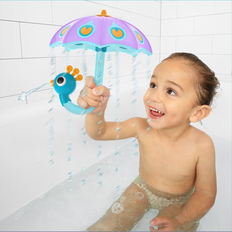 Juego de Baño Paraguas Pavo Real Purpura Infantil Bebé Niño Niña Tina Yookidoo-1