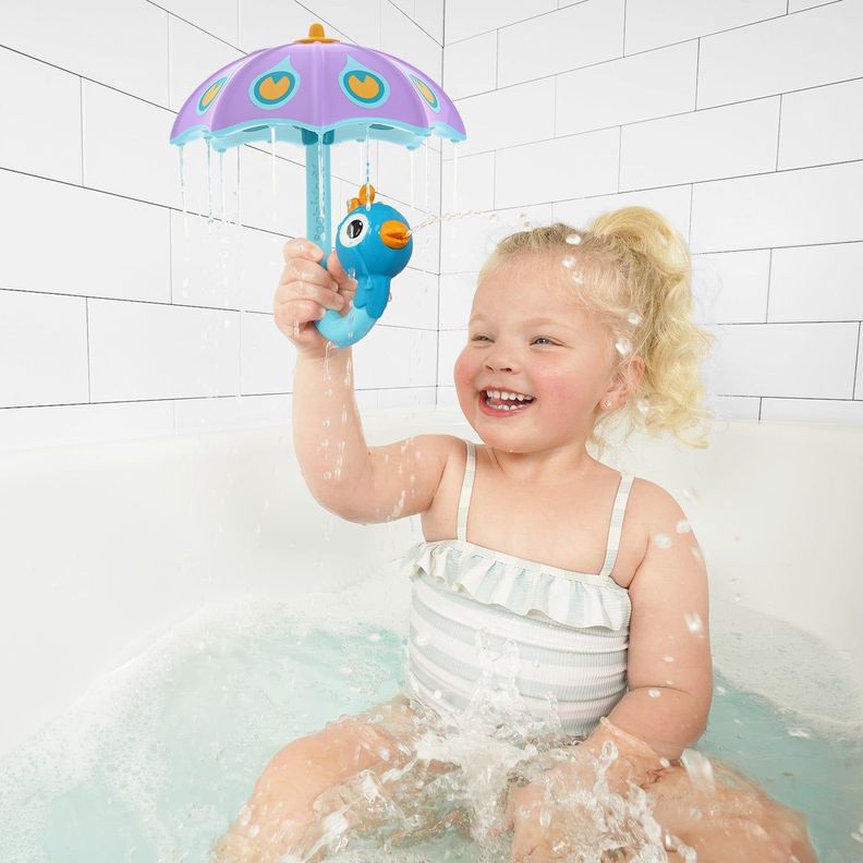 Juego de Baño Paraguas Pavo Real Purpura Infantil Bebé Niño Niña Tina Yookidoo-3