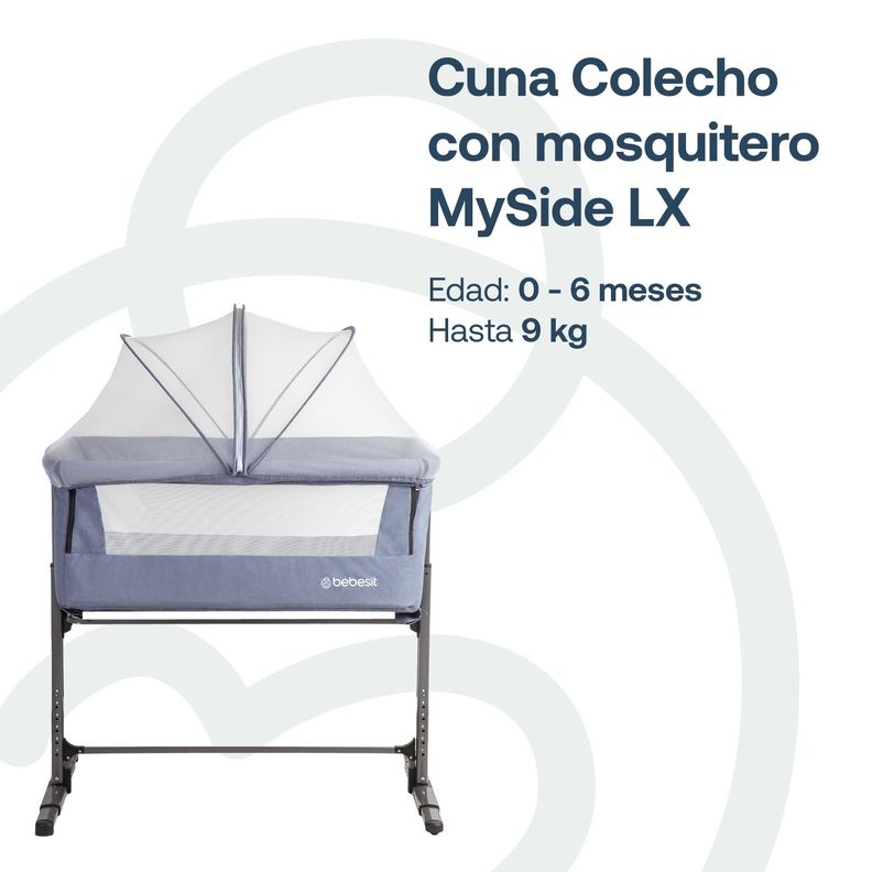 Cuna Colecho con Mosquitero MySide LX Azul Bebesit-1