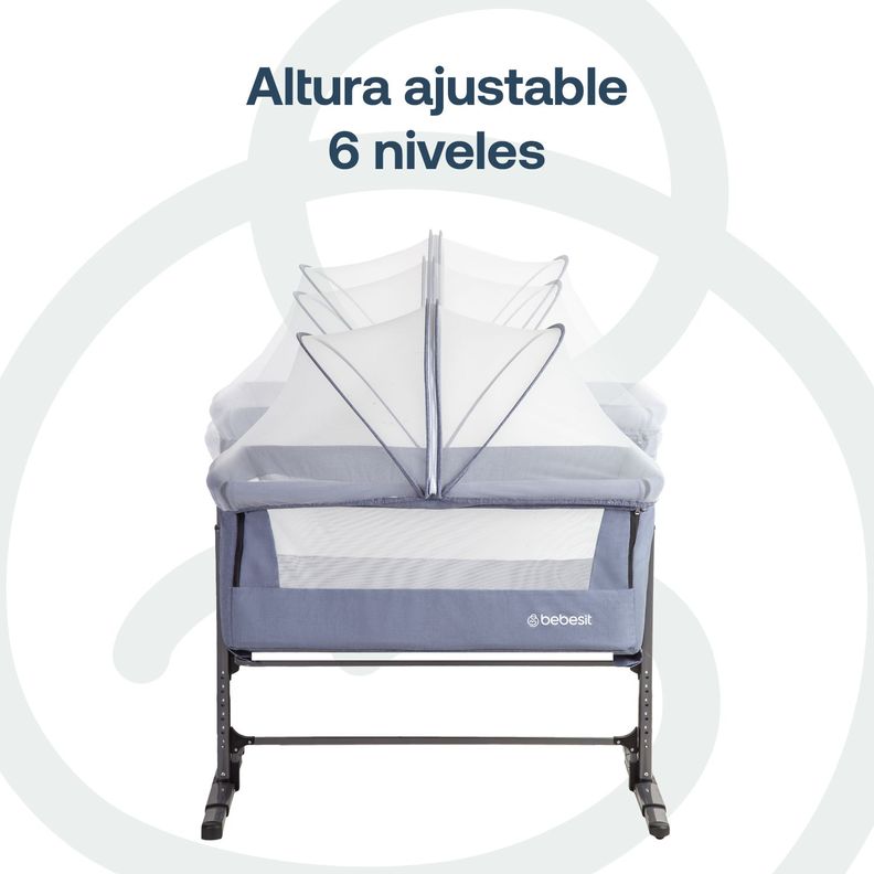 Cuna Colecho con Mosquitero MySide LX Azul Bebesit-5