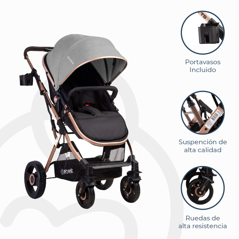 Coche Cuna Paseo Vox Gold Gris Bebesit-5