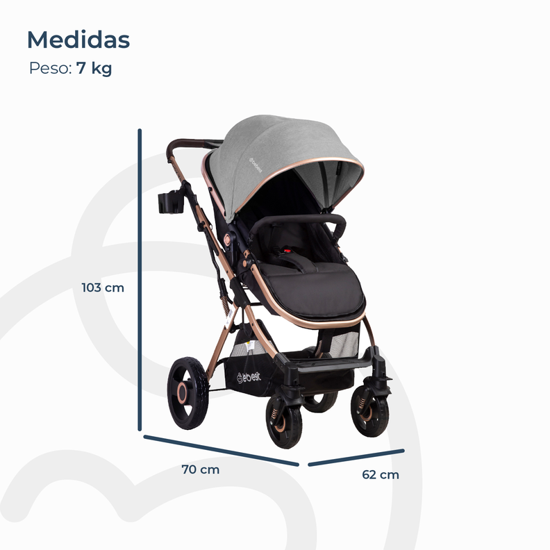 Coche Cuna Paseo Vox Gold Gris Bebesit-6