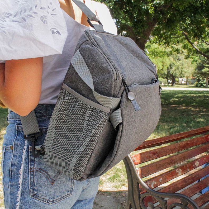 Mochila Silla de Comer Portatil Camping Gris Bebesit-1