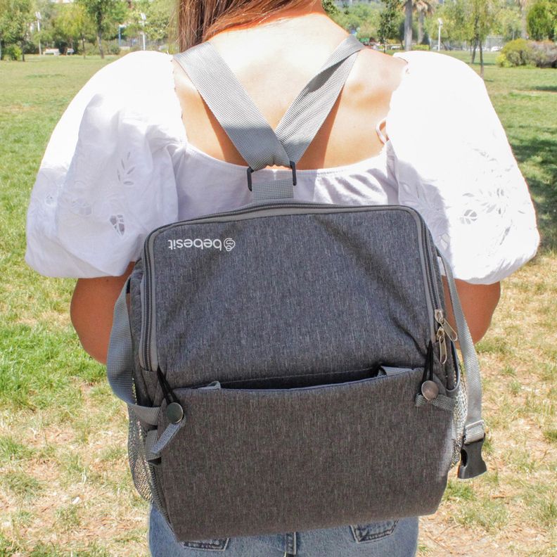 Mochila Silla de Comer Portatil Camping Gris Bebesit-2
