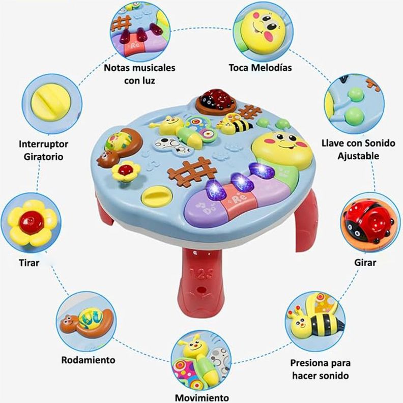 Mesa Piano de Juguete interactivo 2 en 1 granja de animales-3