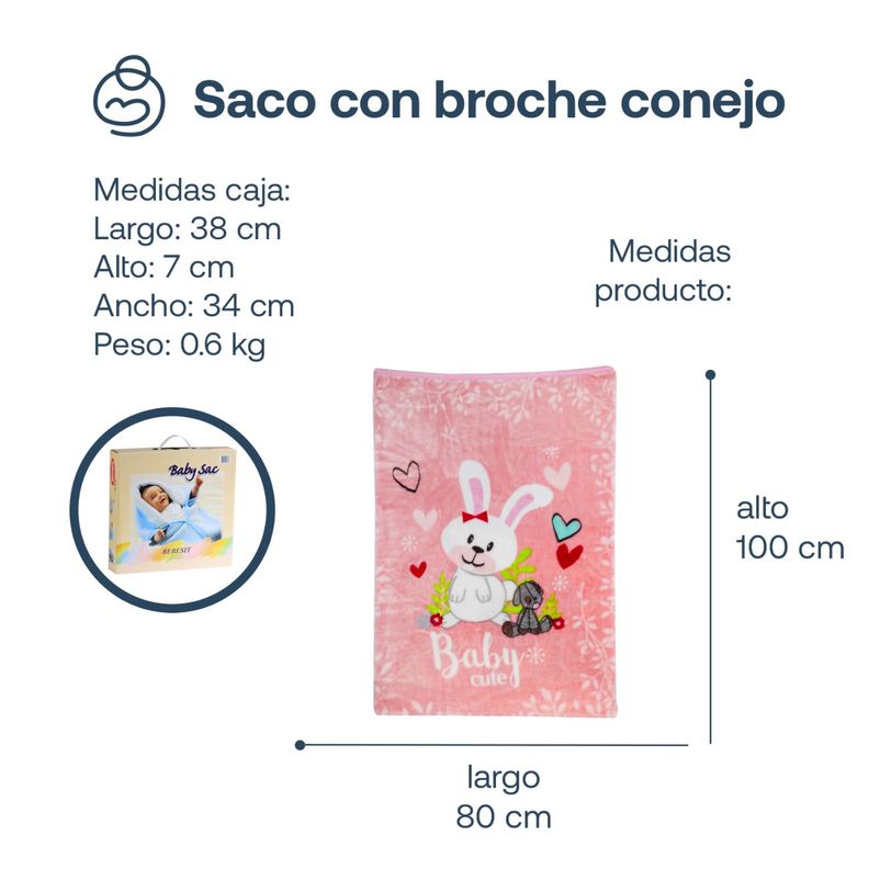 Saco con Broche Conejo Rosa Bebesit-6