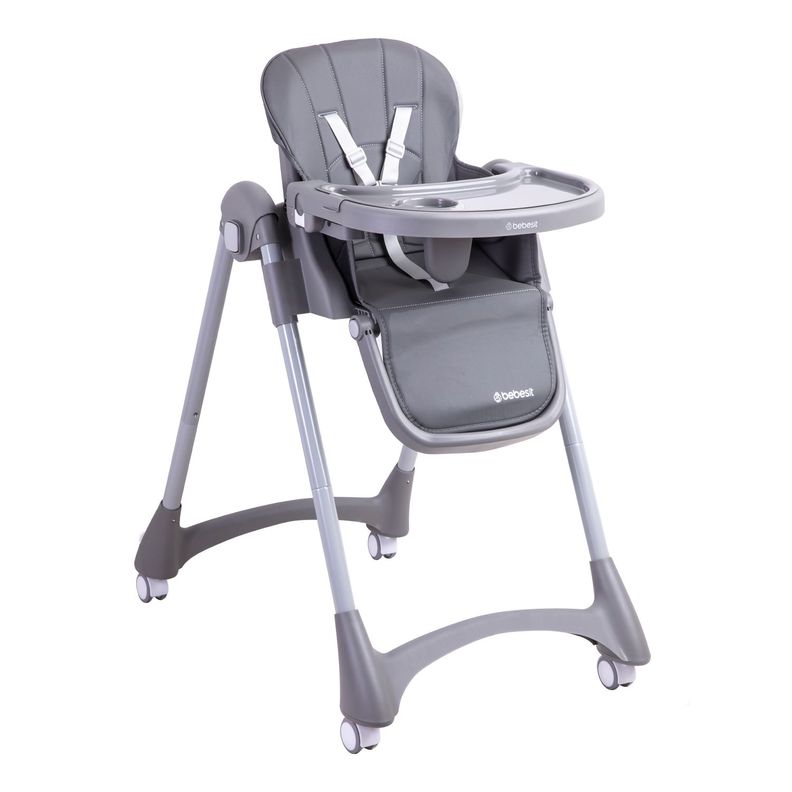 Silla de Comer Bebe Reclinable Plegable Easy Eat Gris-2