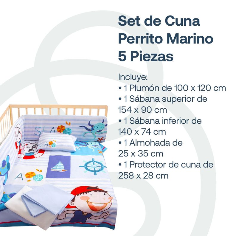 Set de Cuna Perrito Marino 5 Piezas Bebesit-1