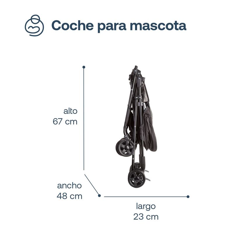 Coche Mascota Plegable Light Perro Gato Negro BeePet Bebesit-6