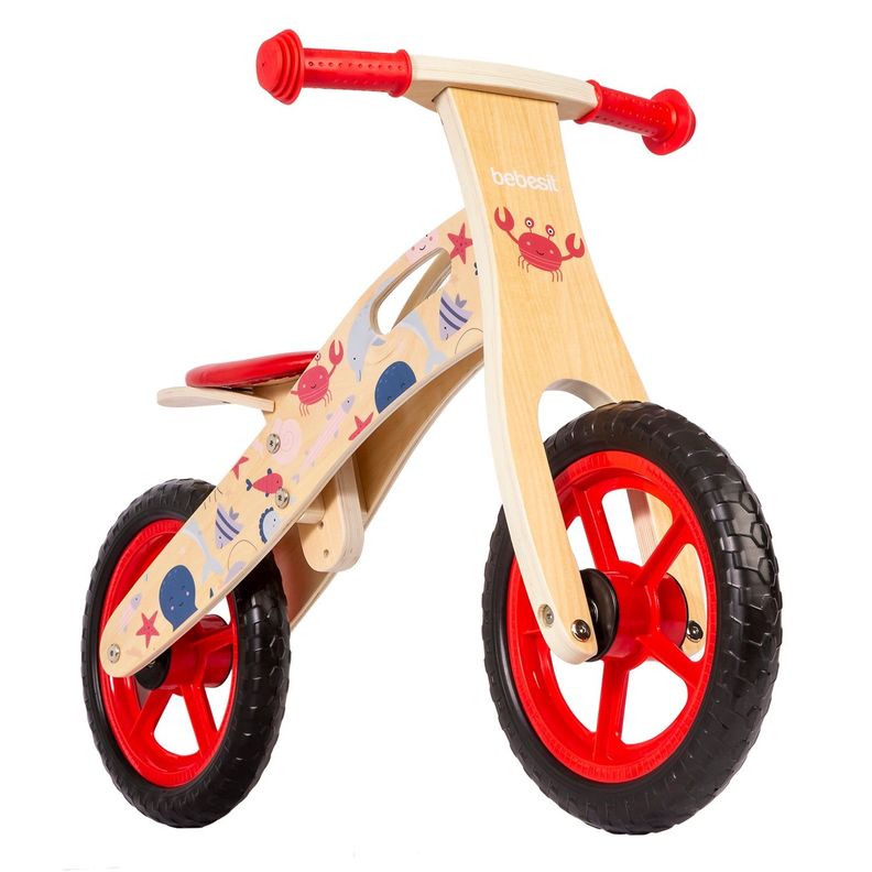 Bicicleta De Equilibrio Aprendizaje Madera Oceano Rojo Bebesit