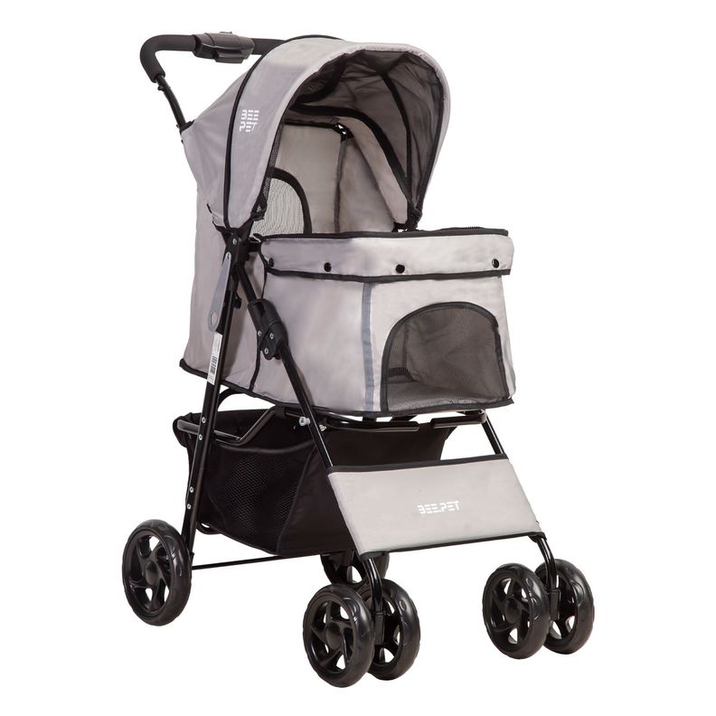 Coche Mascotas Plegable 1 Perro Gato Gris BeePet by Bebesit-0