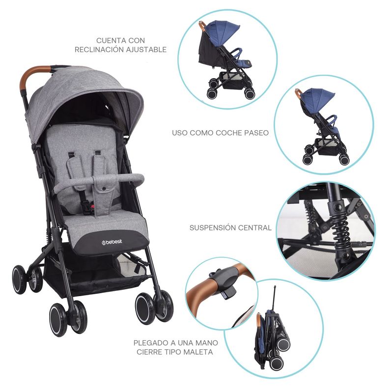Coche Maleta Bebesit Sprint SX - Gris-6