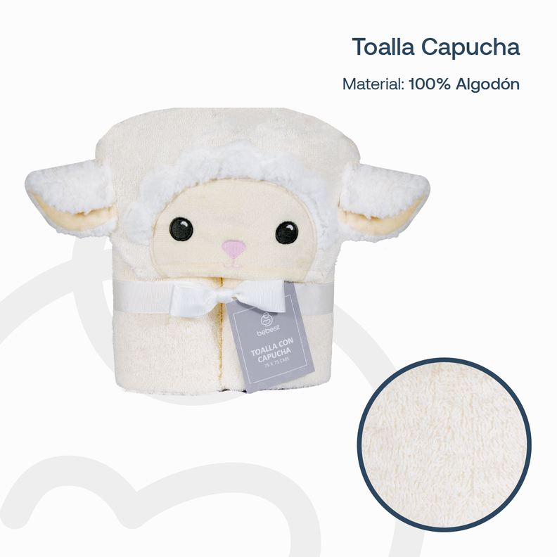 Toalla Capucha Oveja Bebesit-4