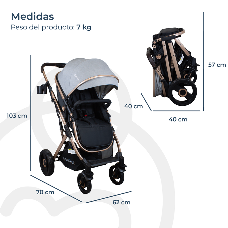Coche Cuna Travel System Vox Gold Gris Bebesit-9