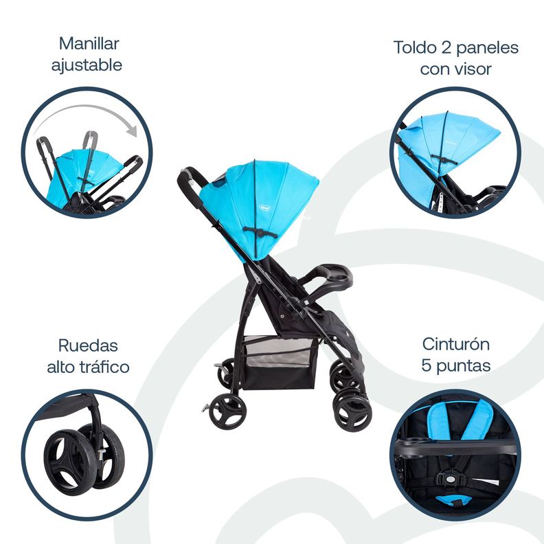 Coche Travel System Go Lite Azul Bebesit-2