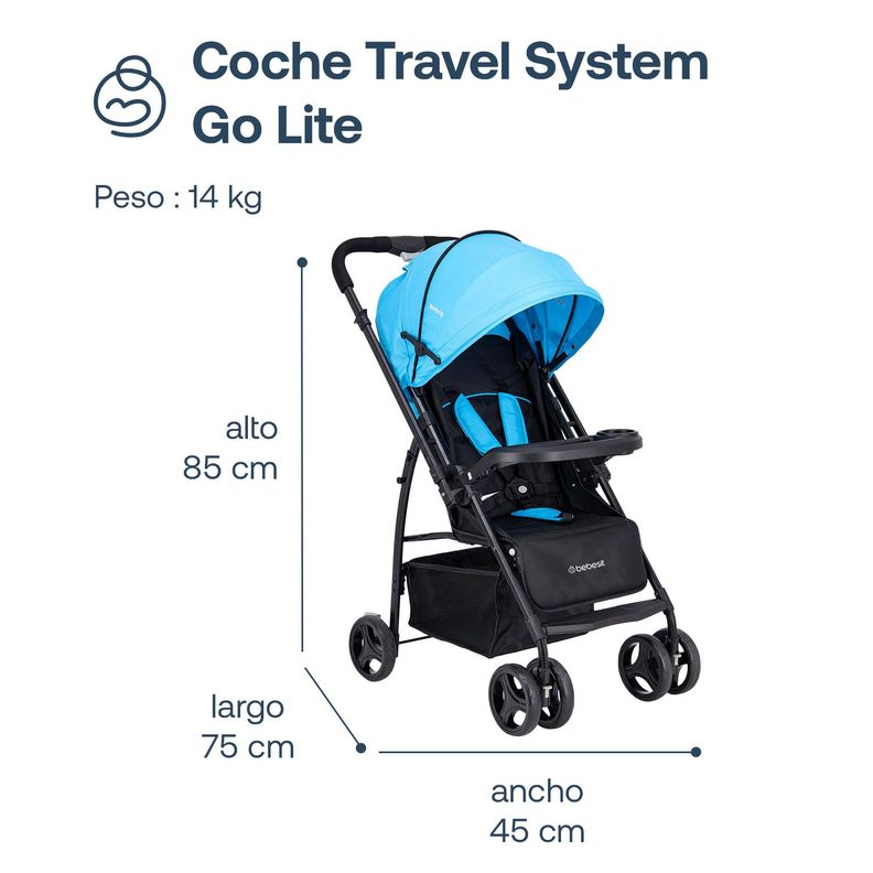Coche Travel System Go Lite Azul Bebesit-8