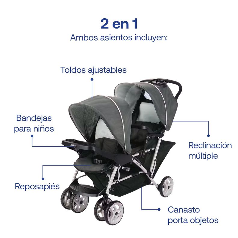 Coche DuoGlider Click Connect Glacier Graco-5