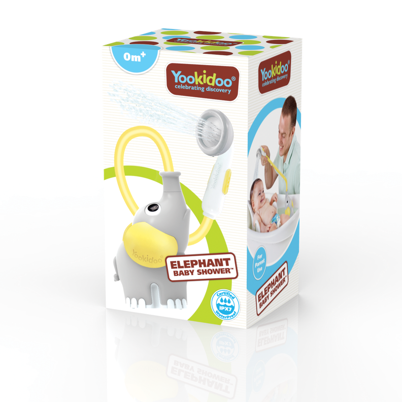 Juego de Baño Elefante Ducha Bebe Amarillo Infantil Bebé Niño Niña Tina Yookidoo-4