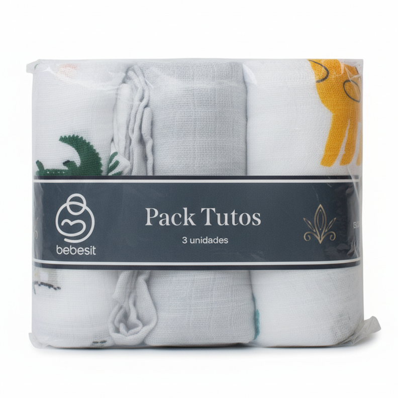Pack 3 Mantas de Muselina 100% Algodón – 75 x 75 cm a $9.990