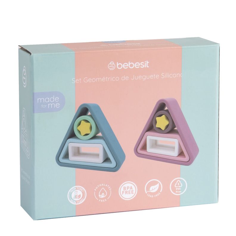 Juguete Montessori Geometria Silicona Rosa-3