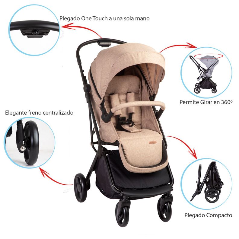 Coche Travel System Swift 360 Beige Bebesit-5