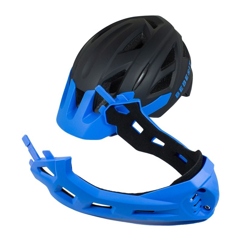 Casco Integral Moto Cross Bicicleta Rejilla Desmontable Negro Azul-4