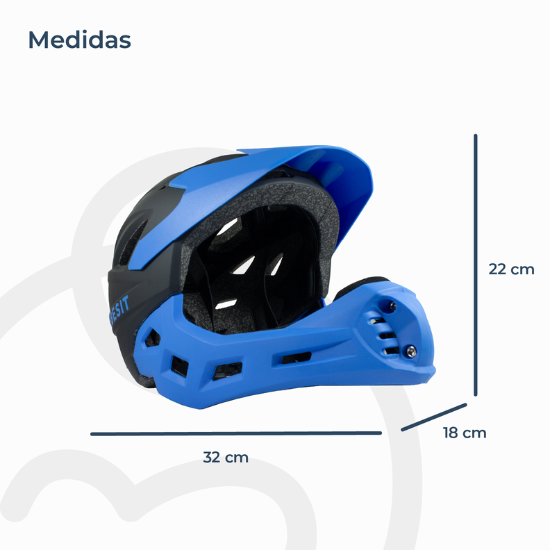 Casco Integral Moto Cross Bicicleta Rejilla Desmontable Negro Azul-7