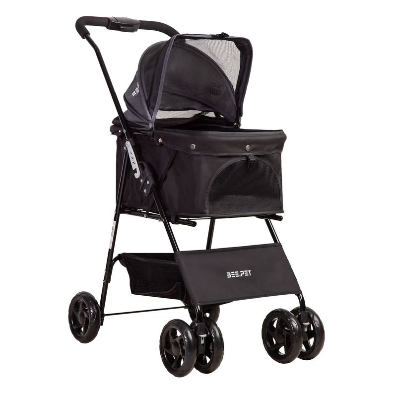 Coche Mascotas Plegable Easy Perro Gato Negro BeePet Bebesit-0