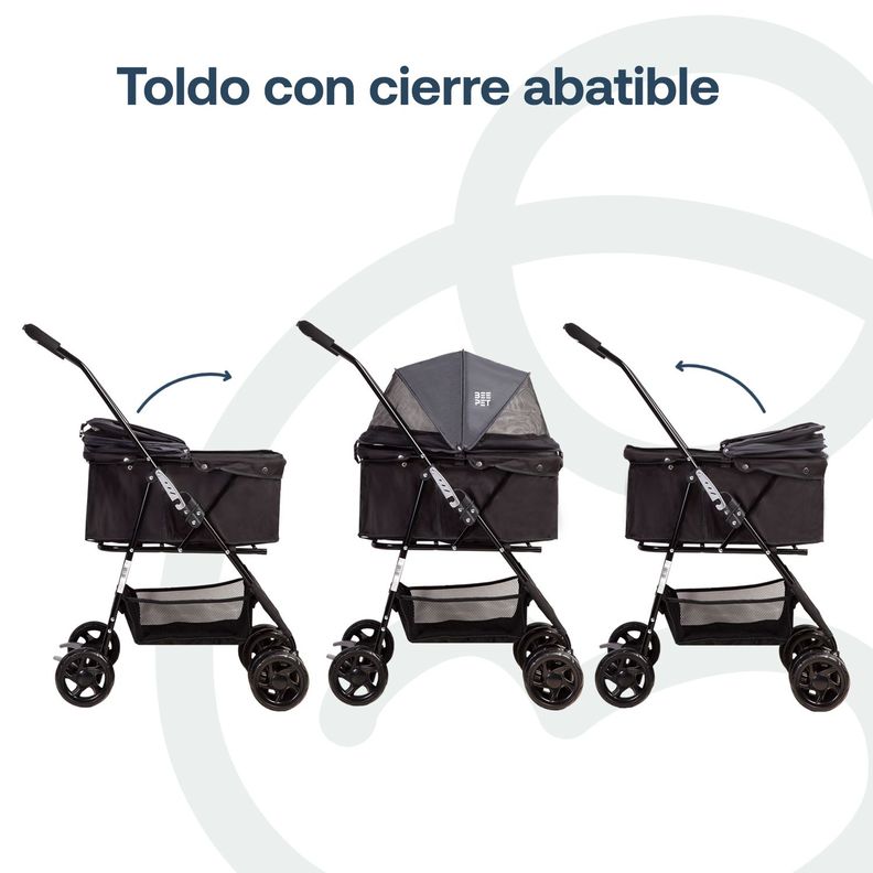 Coche Mascotas Plegable Easy Perro Gato Negro BeePet Bebesit-4