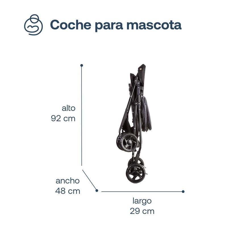 Coche Mascotas Plegable Easy Perro Gato Negro BeePet Bebesit-6