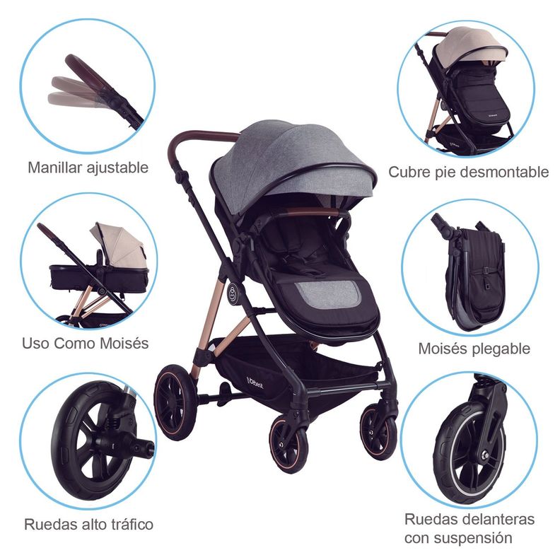 Coche Cuna Travel System Neo Gris Bebesit-5