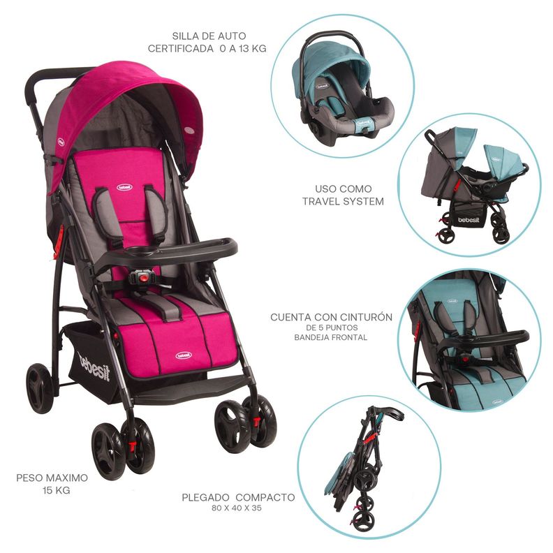 Coche Travel System Summer Rosado-4